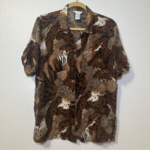 Anna And Frank Brown Animal Pattern Shirt
